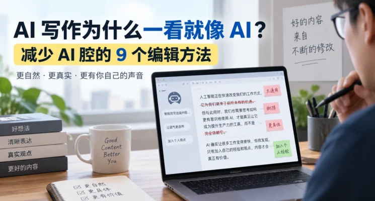 AI 写作减少 AI 腔的编辑方法示意图