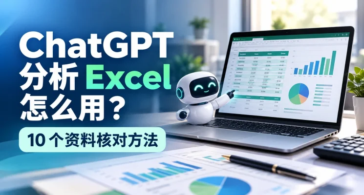 ChatGPT 分析 Excel 与销售资料核对示意图，展示电子表格、数据汇总与图表分析