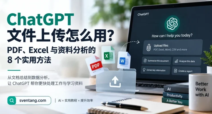 ChatGPT 文件上传并分析 PDF、Excel 与 Word 资料的功能示意图